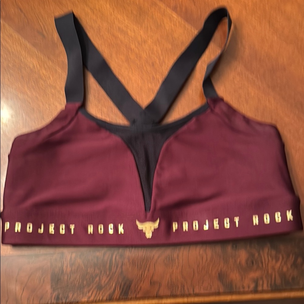 Women's Under Armour Project Rock Maroon Sports Bra
